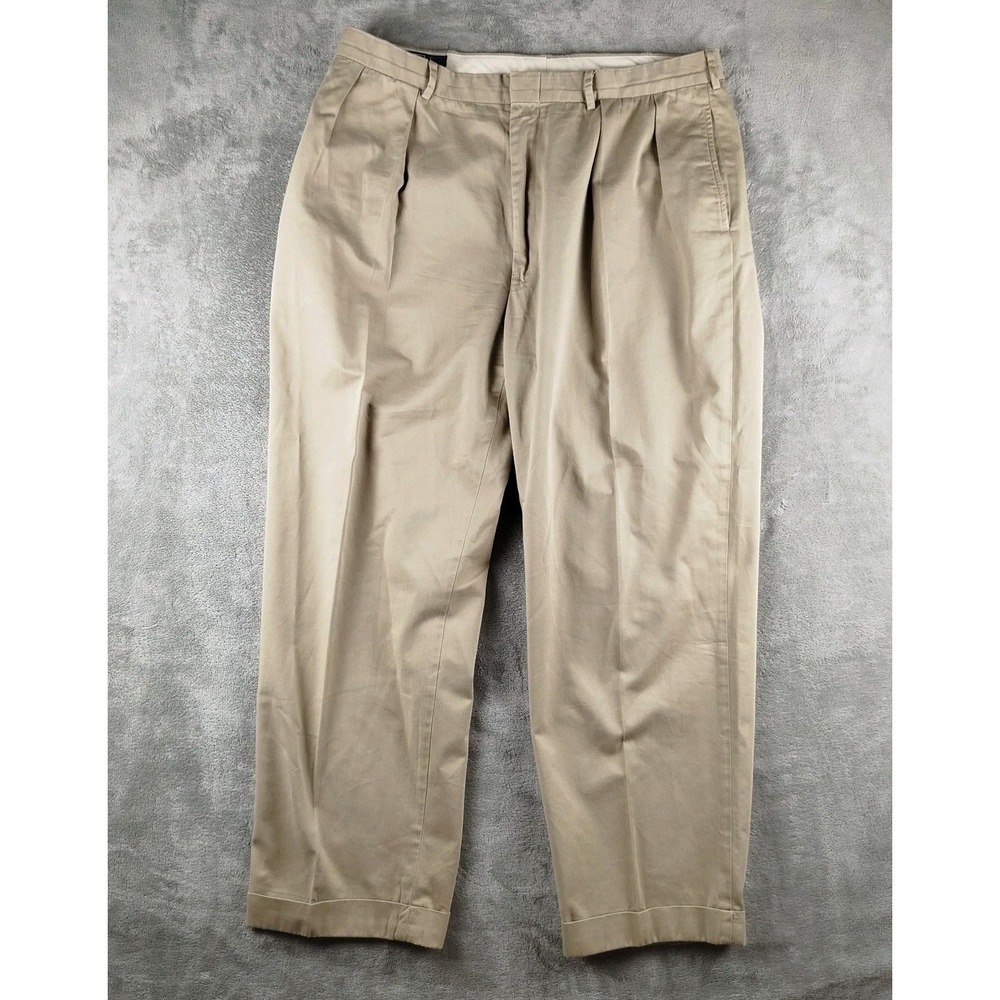 Vintage POLO RALPH LAUREN Andrew Pant Men 38x30 Khaki Double Pleated Trouser 90s